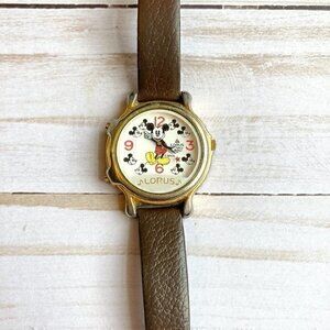 Lorus Vintage 1980's Disney Mickey Mouse Singing Watch with Leather Band